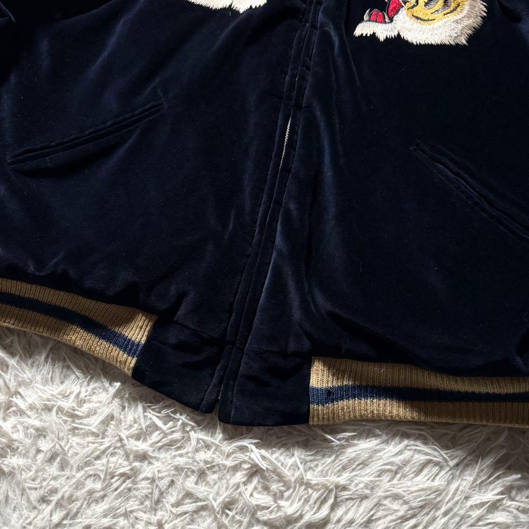 【激レア/XL】東洋エンタープライズ　スカジャン　別珍　リバーシブル　龍　虎　鷹