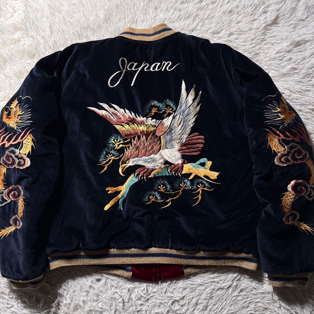 【激レア/XL】東洋エンタープライズ　スカジャン　別珍　リバーシブル　龍　虎　鷹