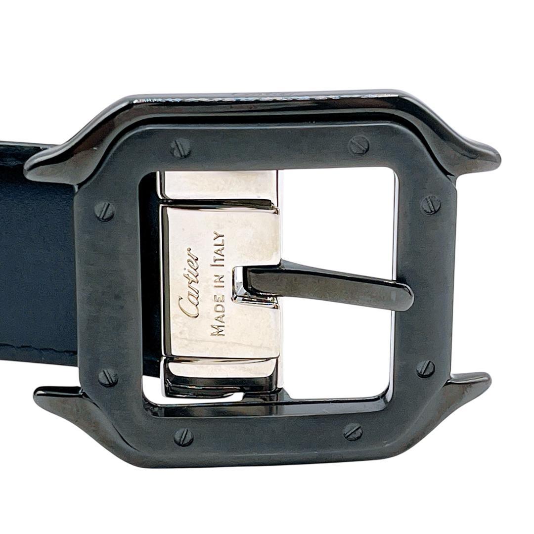 美品 カルティエ サントス ドゥ ベルト 黒 ブラック 銀 シルバー メンズ