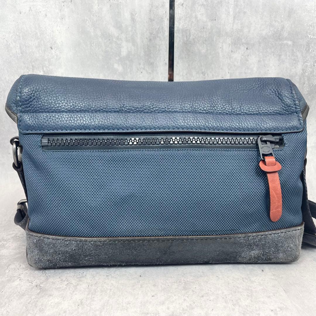 極美品✨ 超希少 コーチ マンハッタン メッセンジャーバッグ シボ革 ネイビー