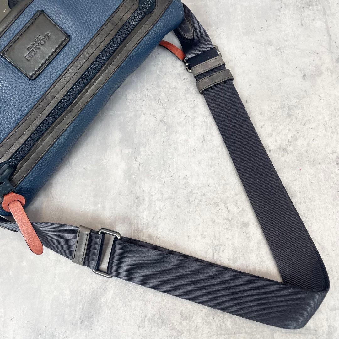 極美品✨ 超希少 コーチ マンハッタン メッセンジャーバッグ シボ革 ネイビー