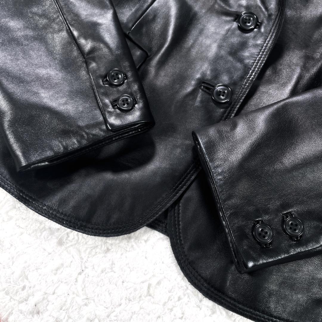 ✨未使用級✨ BALMAIN 羊革 レザージャケット 13号 上品 高級感 黒