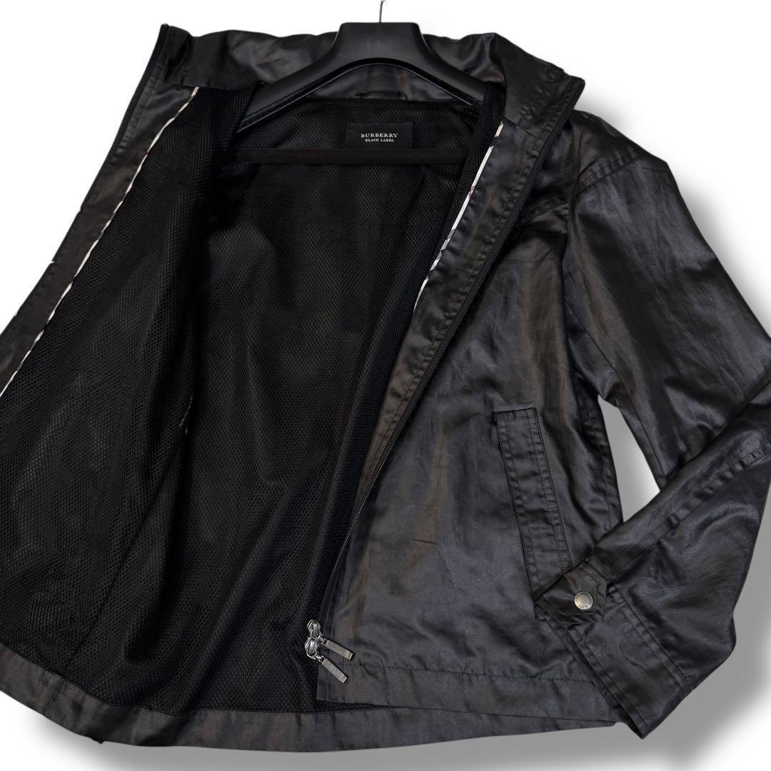 美品 バーバリーブラックレーベル シャドーチェック フーディージャケット 黒 M