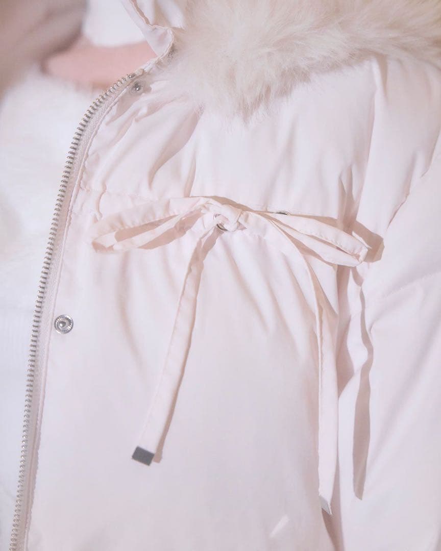 ミシェルマカロン ファーフードリボンダウンコート　ピンク　FREE