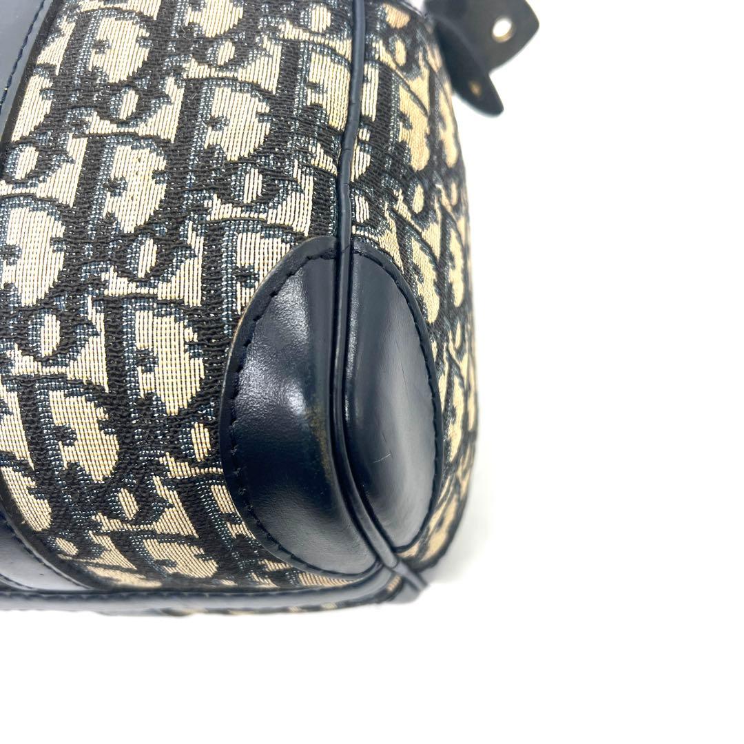 【極美品】Dior ミニボストンバッグ トロッター キャンバス レザー ネイビー