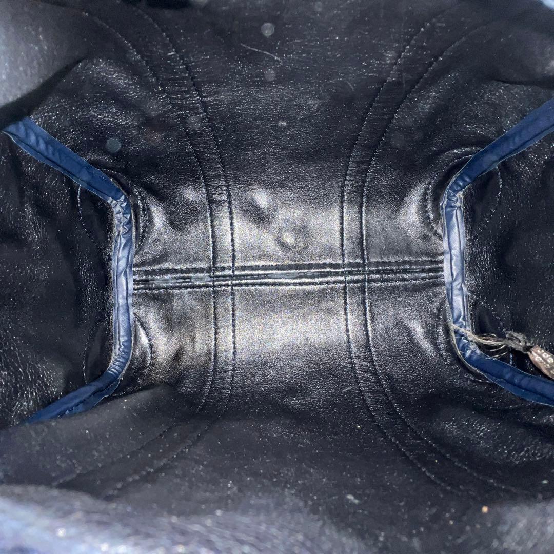 【極美品】Dior ミニボストンバッグ トロッター キャンバス レザー ネイビー