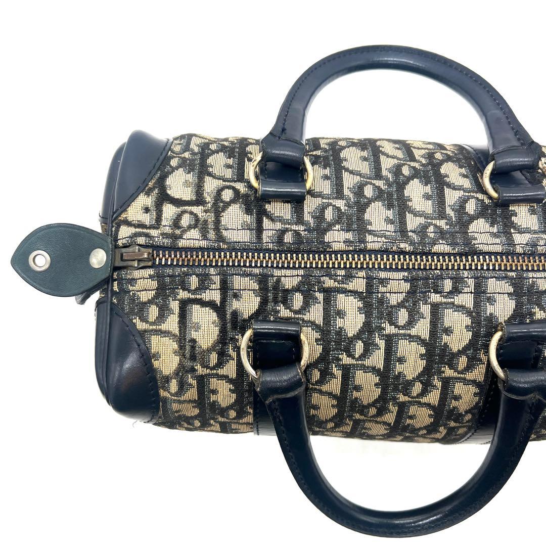 【極美品】Dior ミニボストンバッグ トロッター キャンバス レザー ネイビー