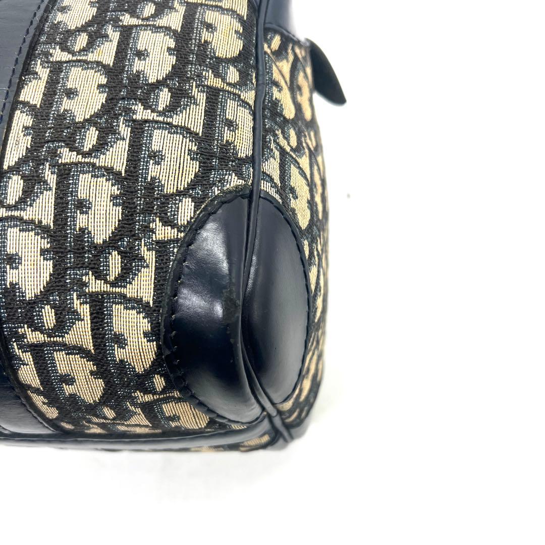 【極美品】Dior ミニボストンバッグ トロッター キャンバス レザー ネイビー