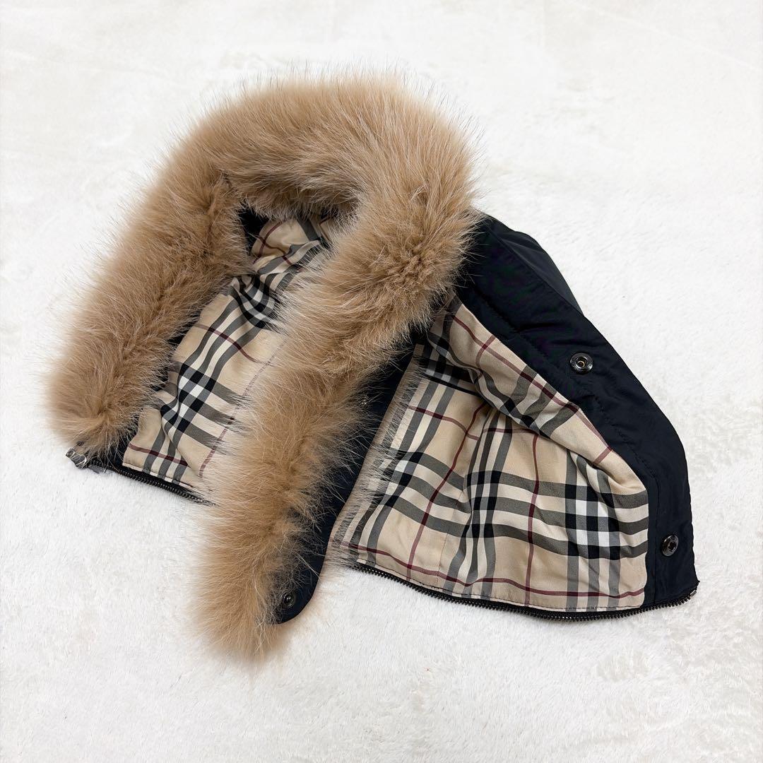 バーバリーロンドン ダウンベスト ノバチェック 3wayフォックスファー 40