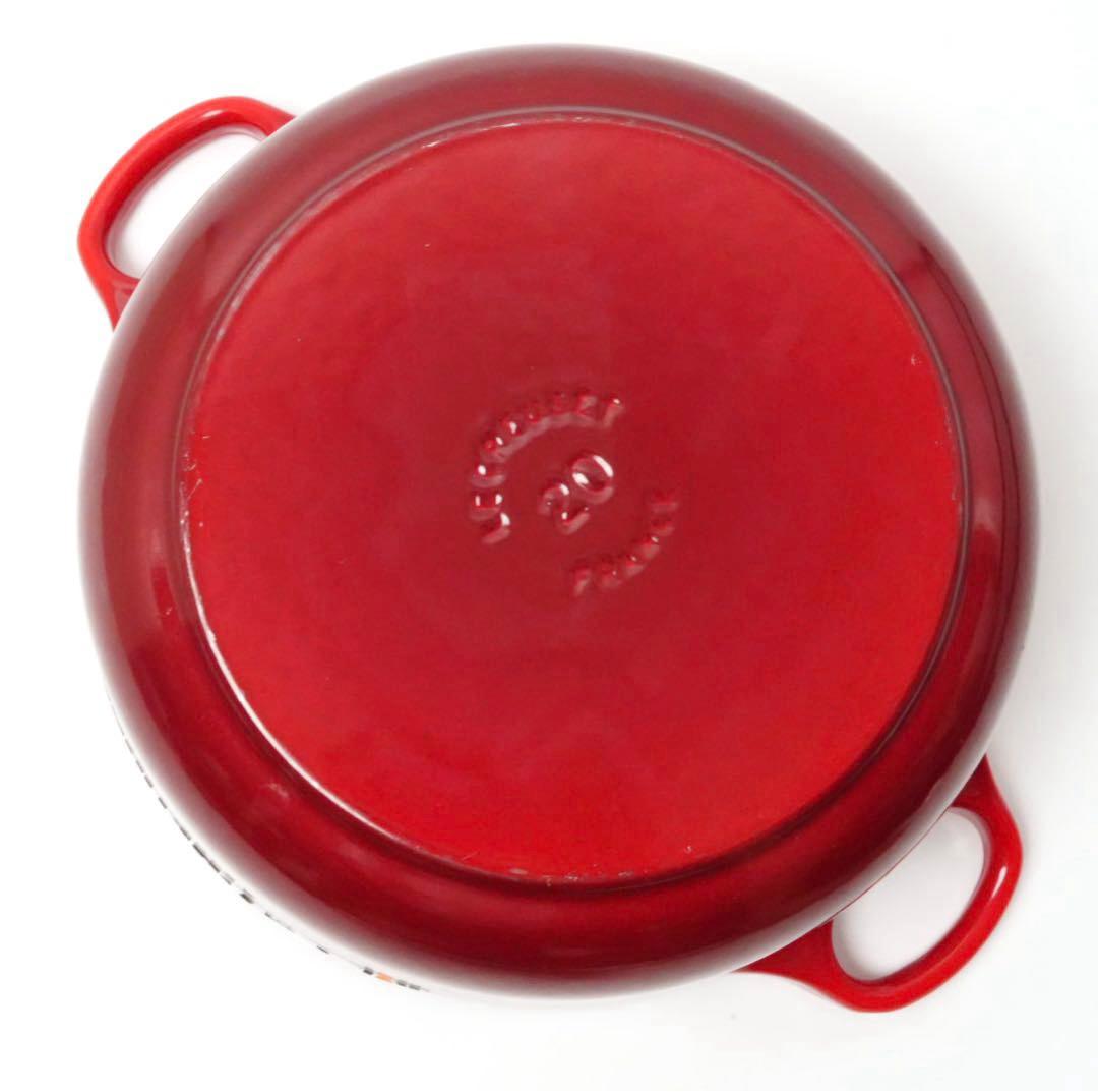 【美品】LE CREUSET　ココット ロンド チェリーレッド　20cm