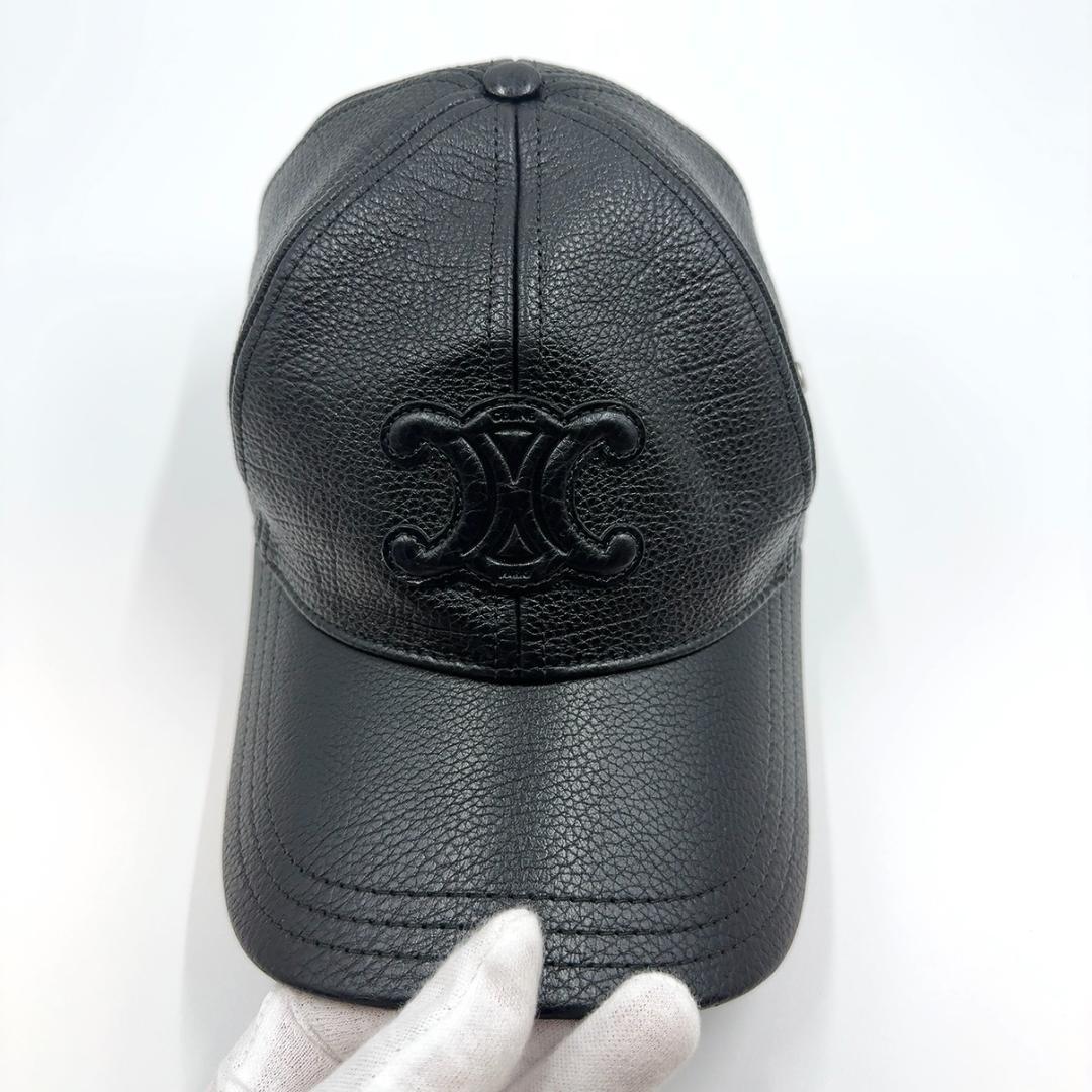 ◇セリーヌ◇レザー/トリオンフ/キャップ/帽子/ブラック