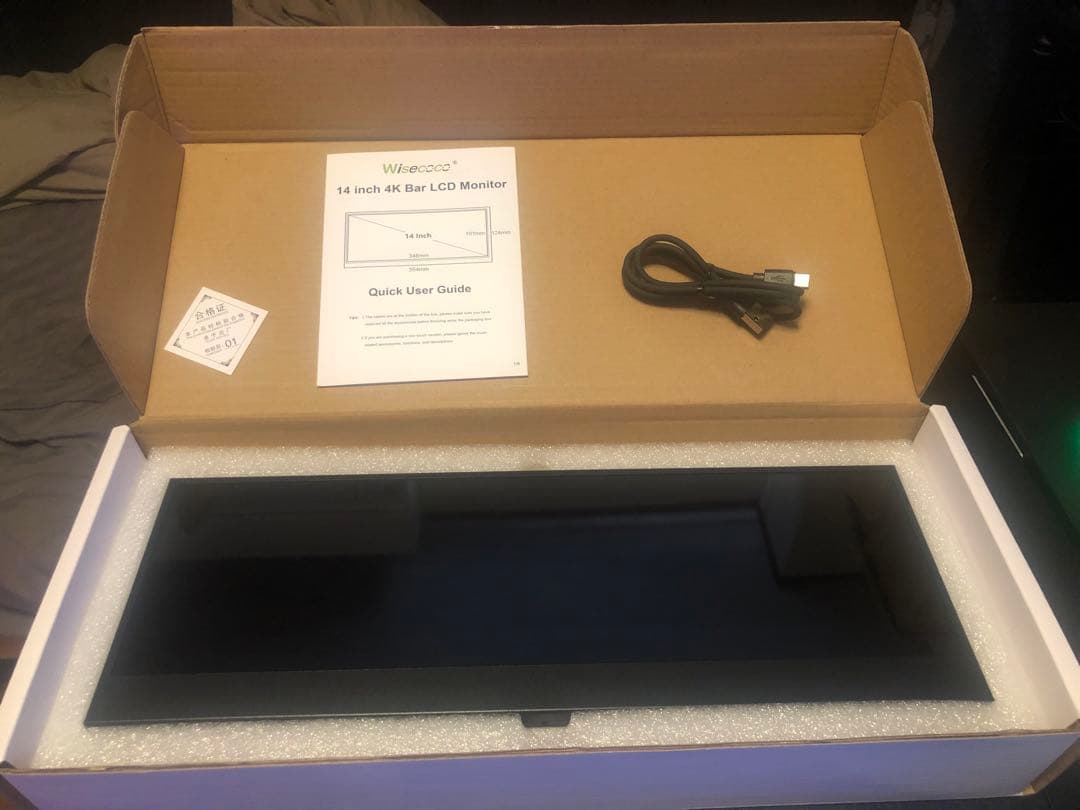 Wisecco 14インチ 4K タッチパネル搭載モニター 3840×1100