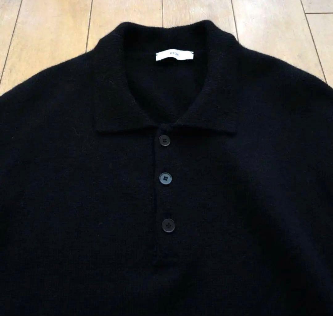 トップス ATON ALPACA WASHI POLO SWEATER