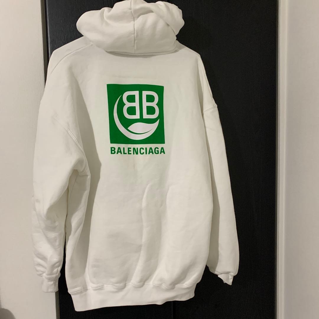 BALENCIAGA ロゴ パーカー ホワイト グリーン