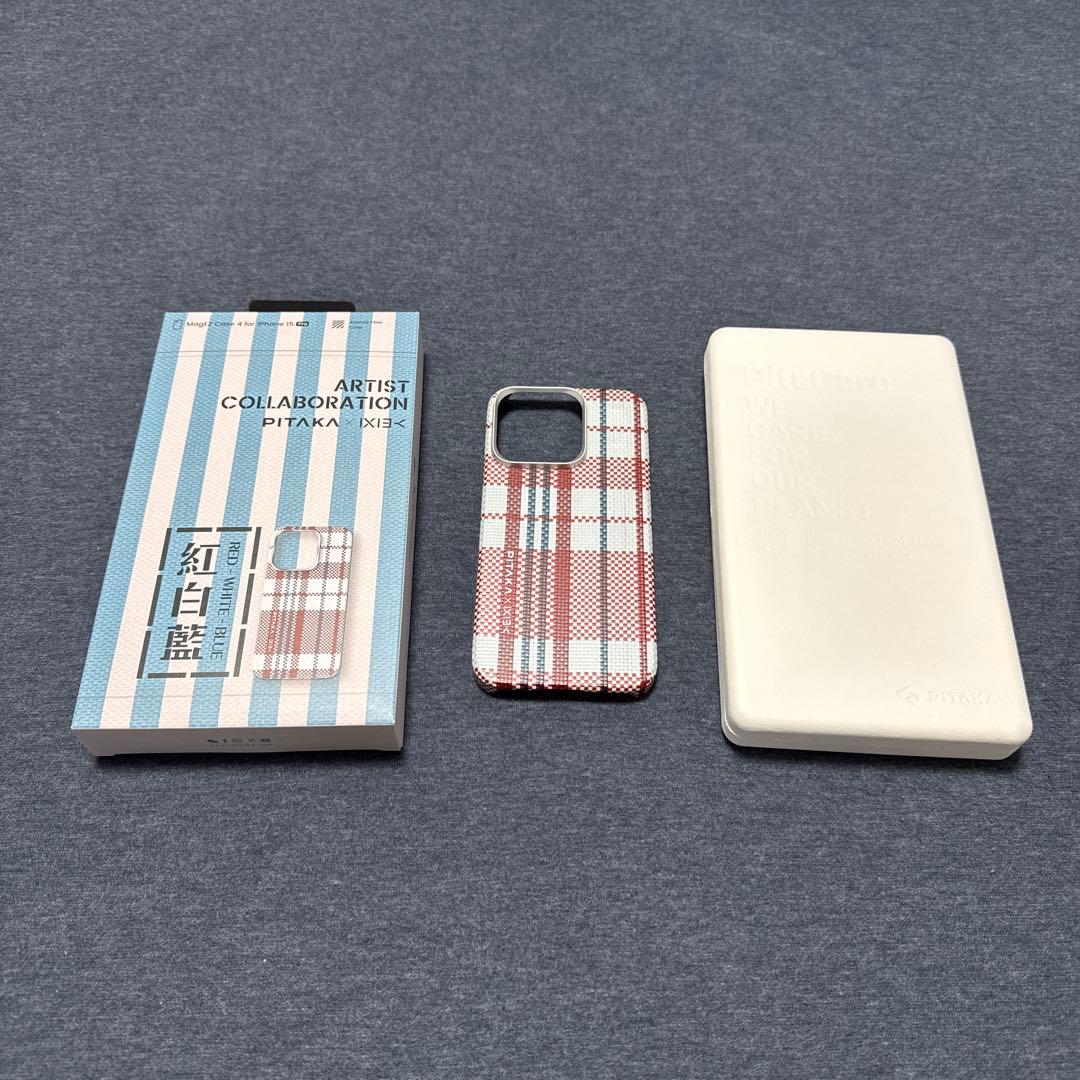 PITAKA iPhone 15 Pro 用 ケース MagSafe対応 紅白藍