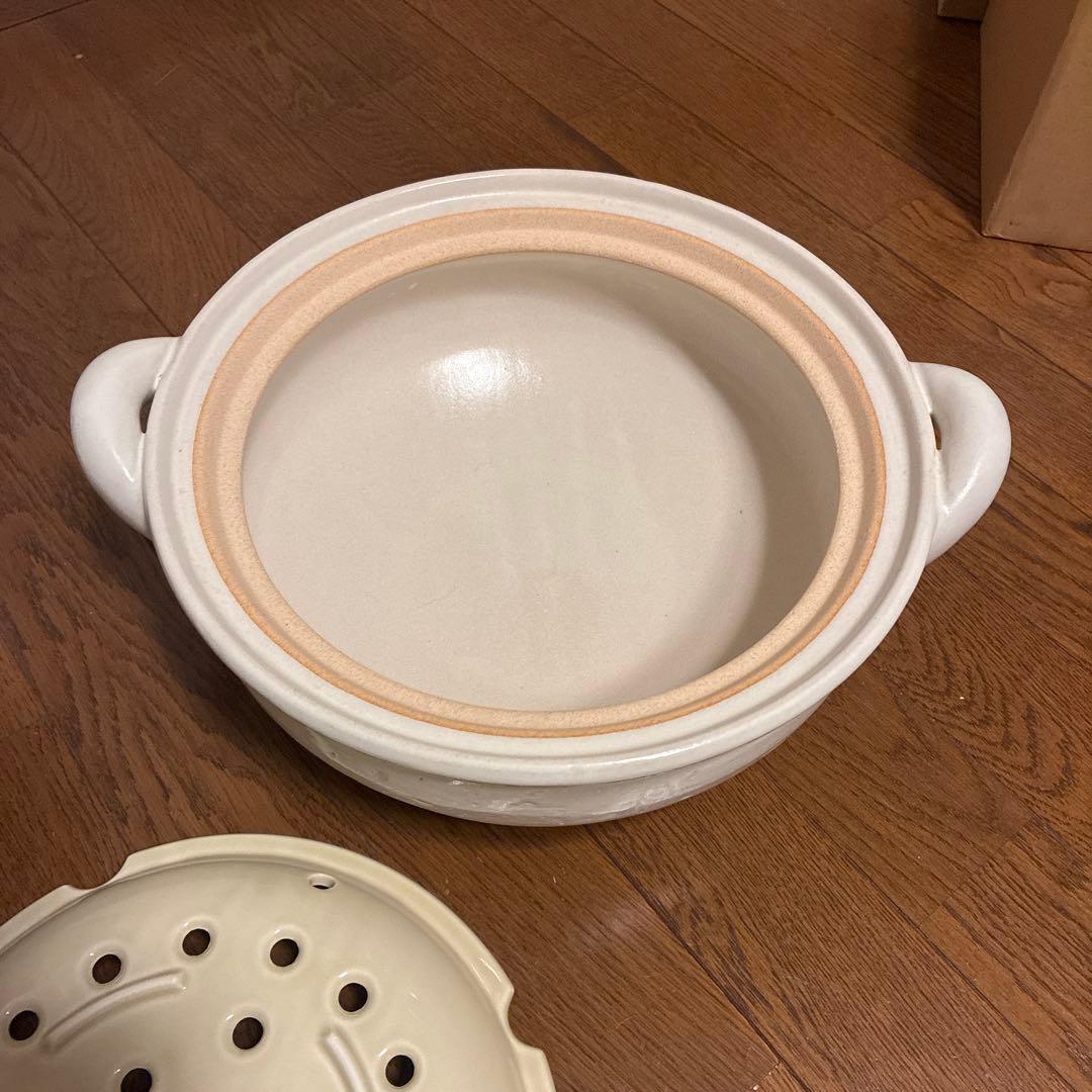 未使用 長谷園　ヘルシー蒸し鍋　大　土鍋　直径約30㎝　伊賀焼