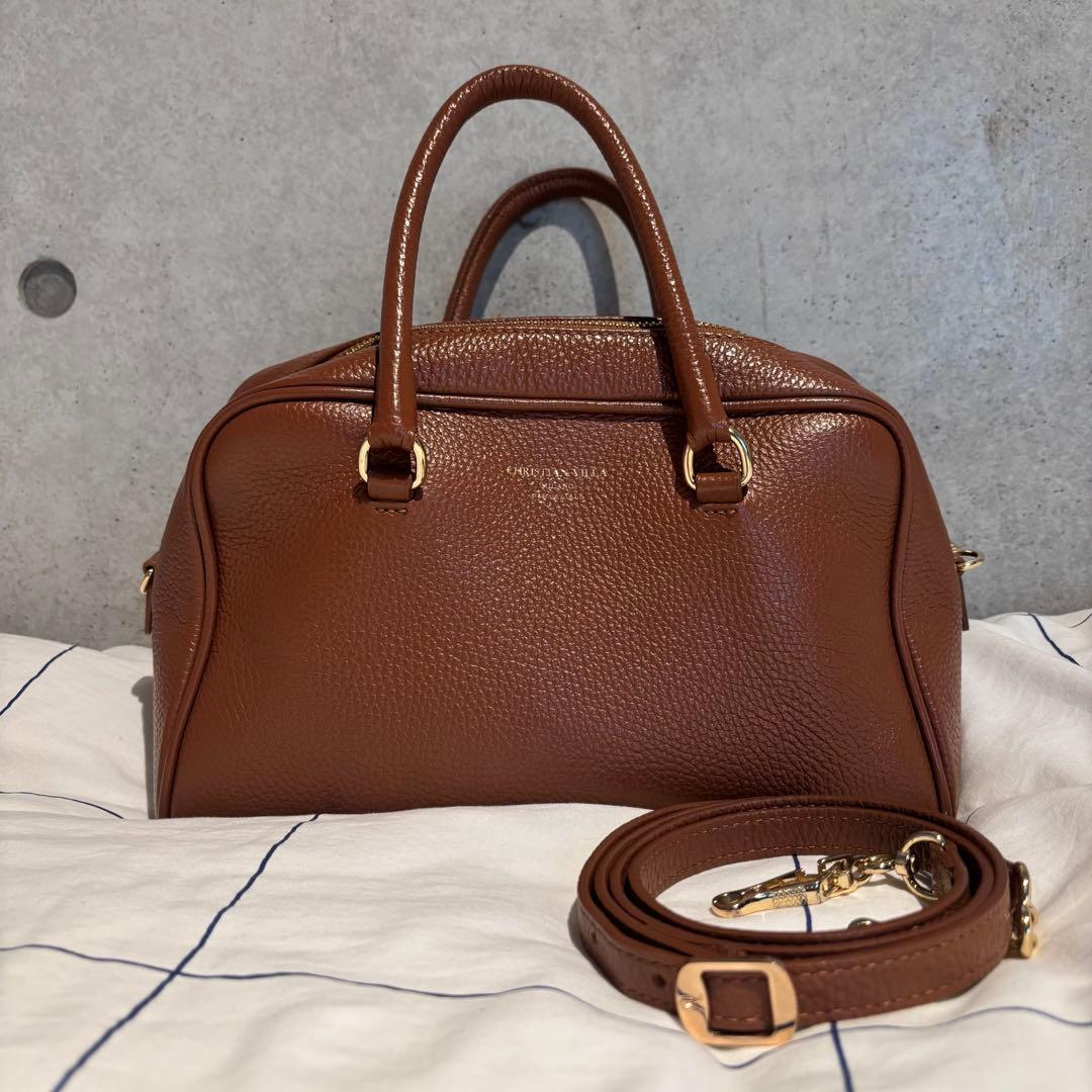 クリスチャン ヴィラ CHRISTIAN VILLA レザーボストンバッグ　茶色