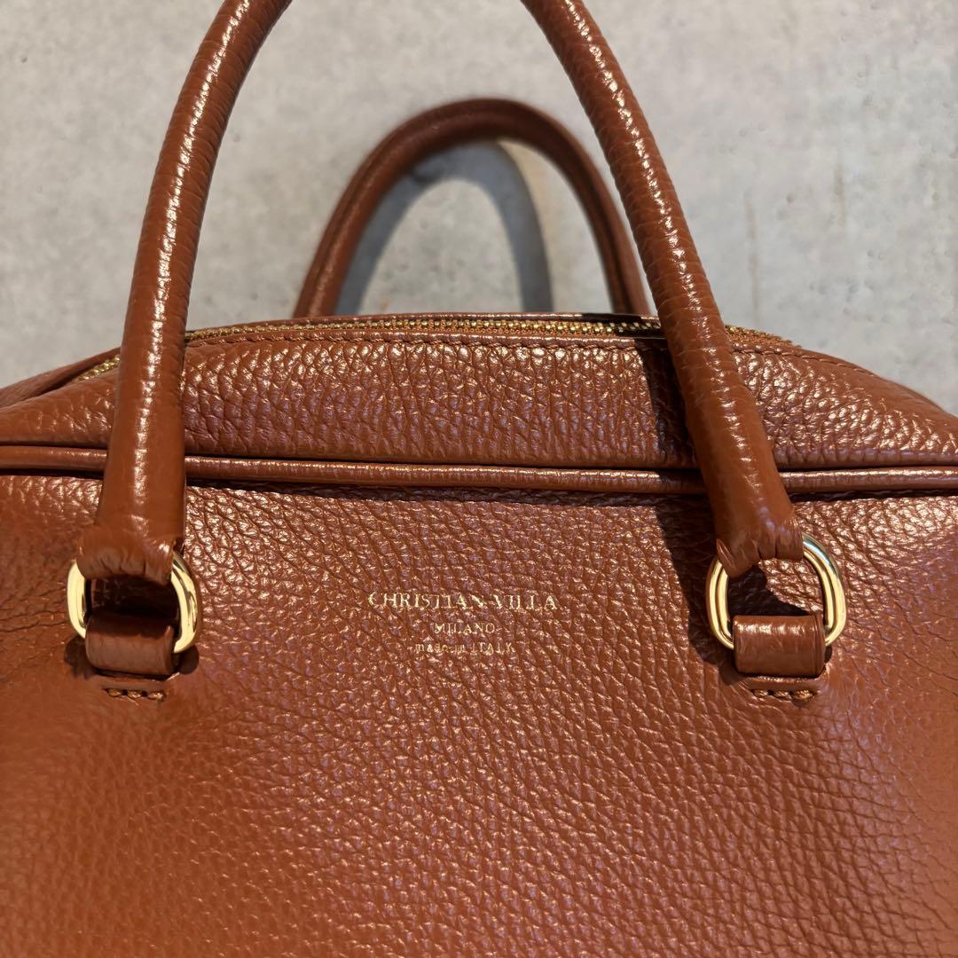 クリスチャン ヴィラ CHRISTIAN VILLA レザーボストンバッグ　茶色