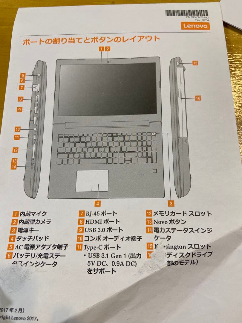初期化済　ノートPC Lenovo ideaPad320-151KB