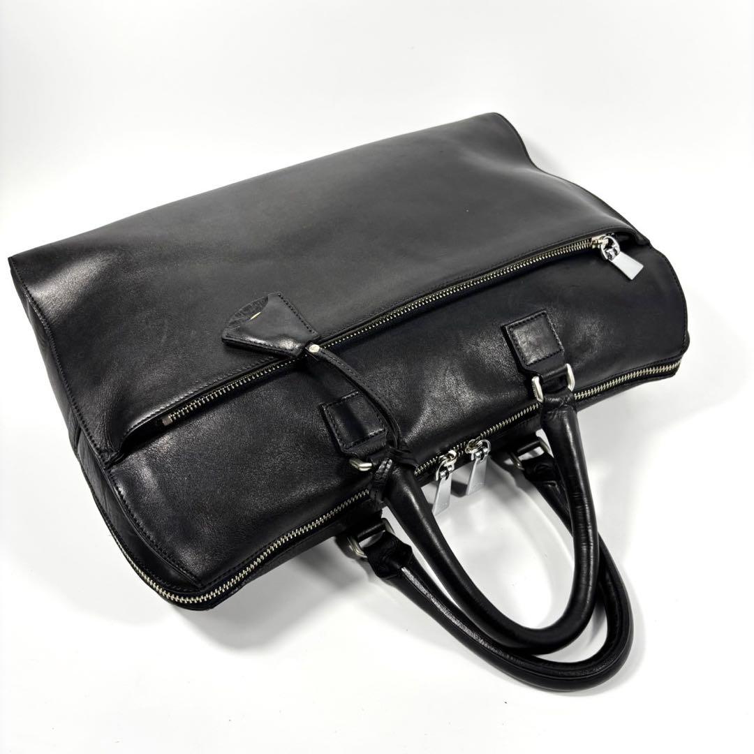 ✨美品✨アニアリ ビジネスバッグ キーリング A4可 カモフラ レザー 濃紺