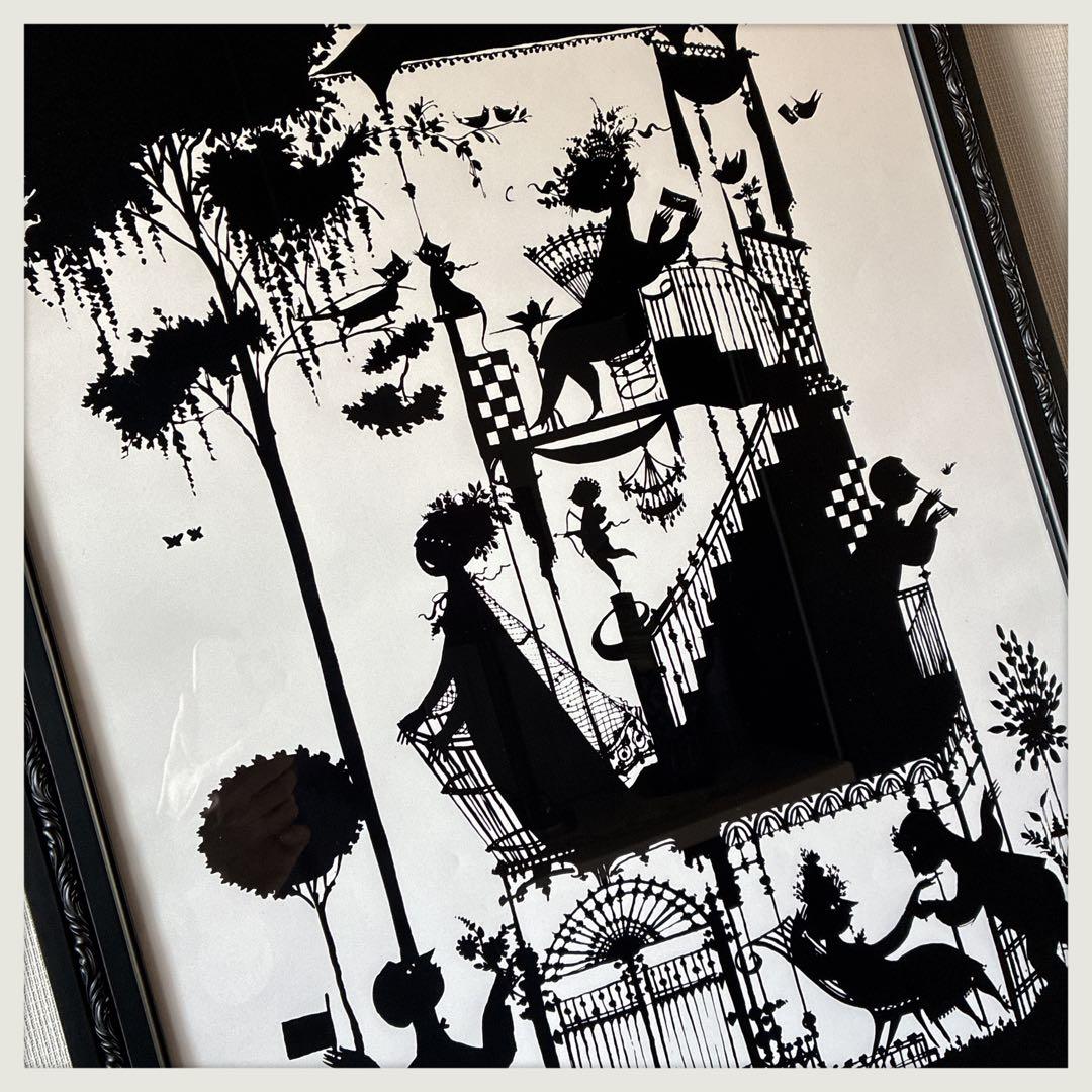 BJORNWIINBLAD シルエット春の絵 シックな黒の特別な額に入れて