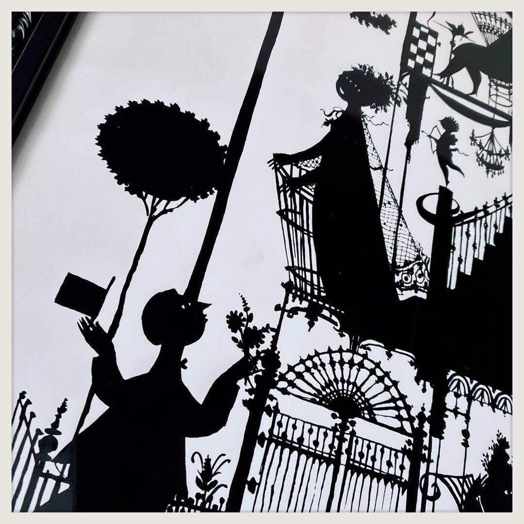 BJORNWIINBLAD シルエット春の絵 シックな黒の特別な額に入れて