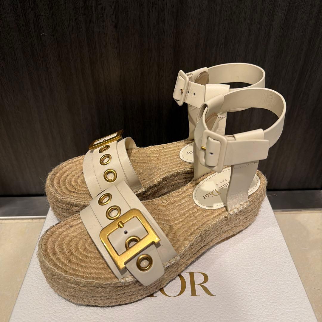 Dior ホワイトエスパドリーユサンダル