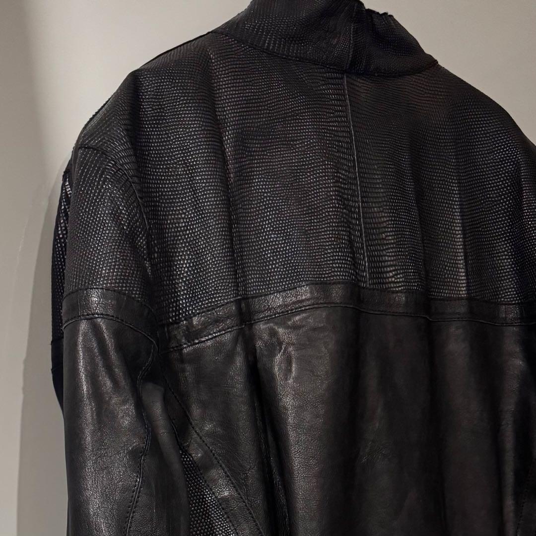 EMPORIO ARMANI 黒 レザージャケット スタンドカラー USED