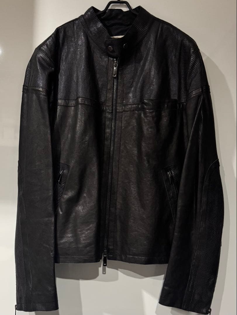 EMPORIO ARMANI 黒 レザージャケット スタンドカラー USED