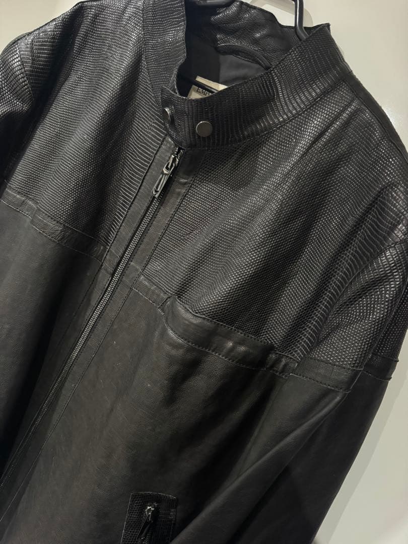 EMPORIO ARMANI 黒 レザージャケット スタンドカラー USED