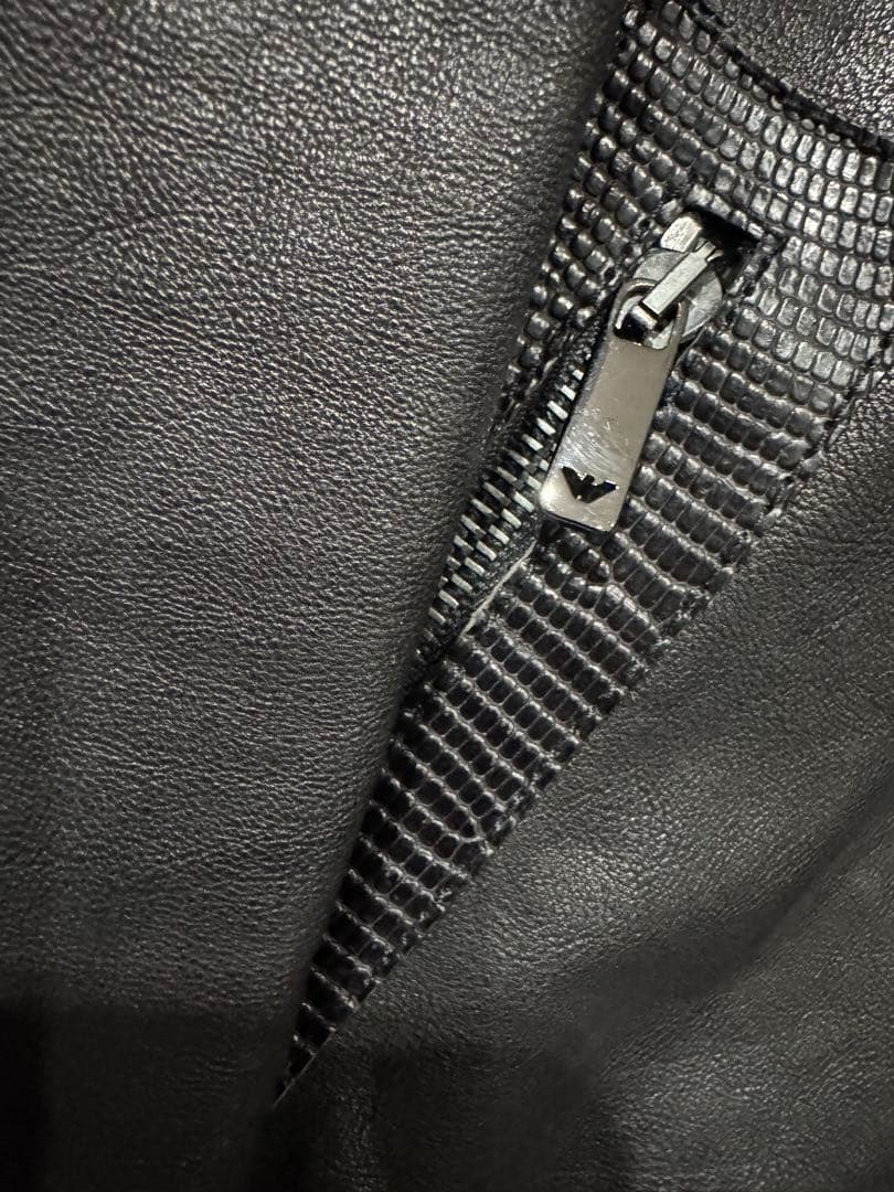 EMPORIO ARMANI 黒 レザージャケット スタンドカラー USED
