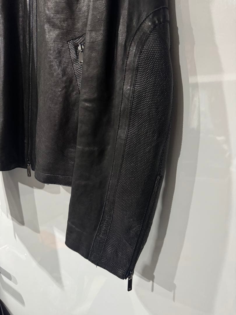 EMPORIO ARMANI 黒 レザージャケット スタンドカラー USED