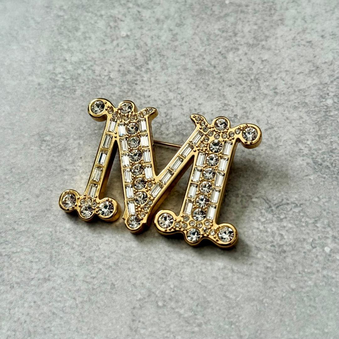 MAX MARA マックスマーラ Mロゴ クリスタル ブローチ