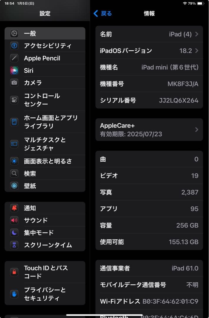 iPad mini 第6世代　cellular セルラー　256GB シムフリー
