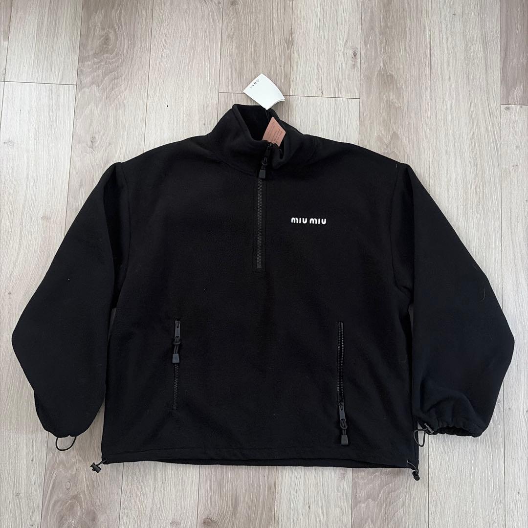 タグ付き　miumiu コットンフリース ジップスウェットシャツ XS