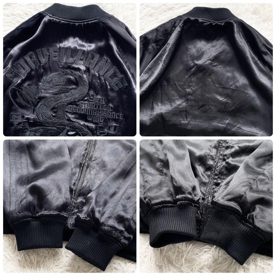 XLサイズ AVIREX リバーシブル スーベニアジャケット バブ刺繍 ブラック