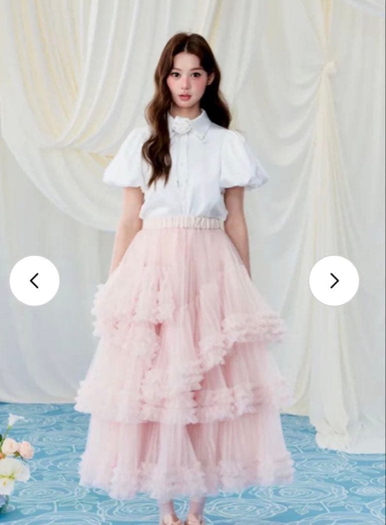 Ballerina blooming tulle skirt ピンク