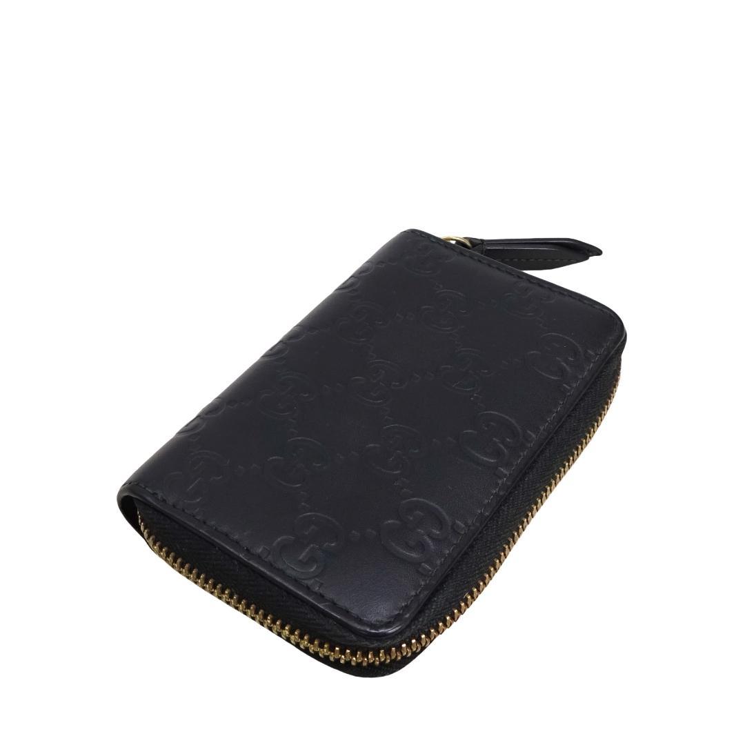 本物良品■グッチ■ミニウォレット/GG シマレザー/ケース/カードケース