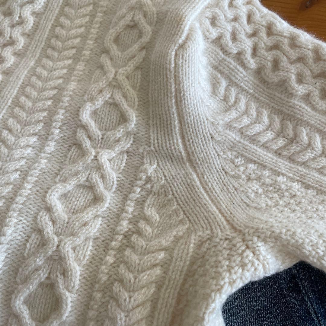 未使用　EDIFICE ピュアカシミヤ100% アランケーブルクルーネックニット