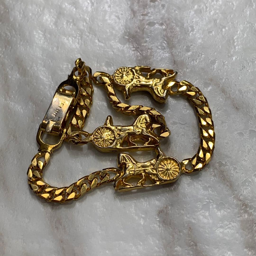 90s　CELINE　ブレスレッド　馬車　喜平ゴールド　イタリア製　ヴィンテージ