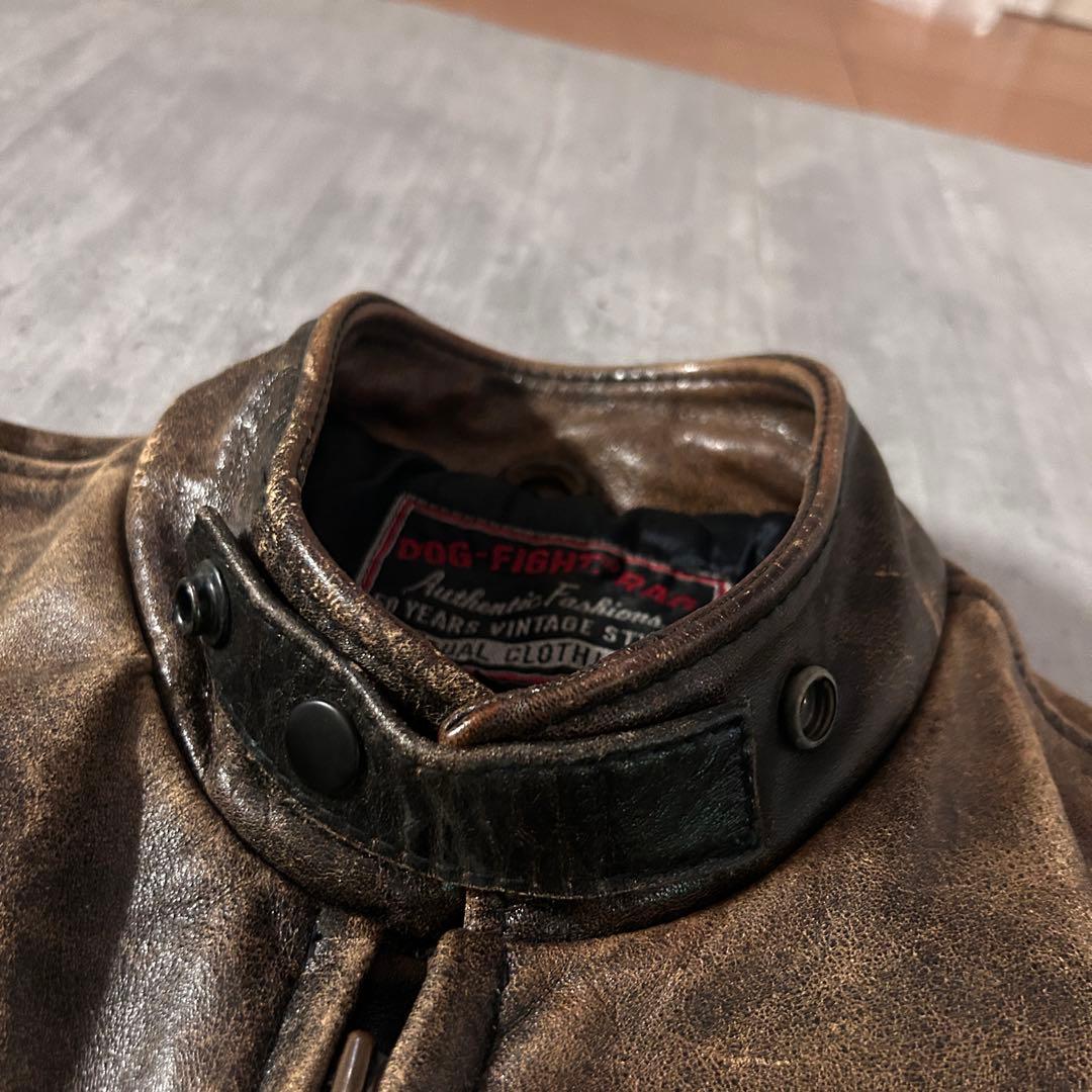 A386 ドッグファイト 革ジャン 牛革 裏キルティング バイカー 5サイズ