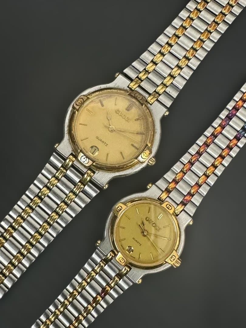 【ジャンク品】希少　GUCCI 9000 ペアウォッチ 付属品完備