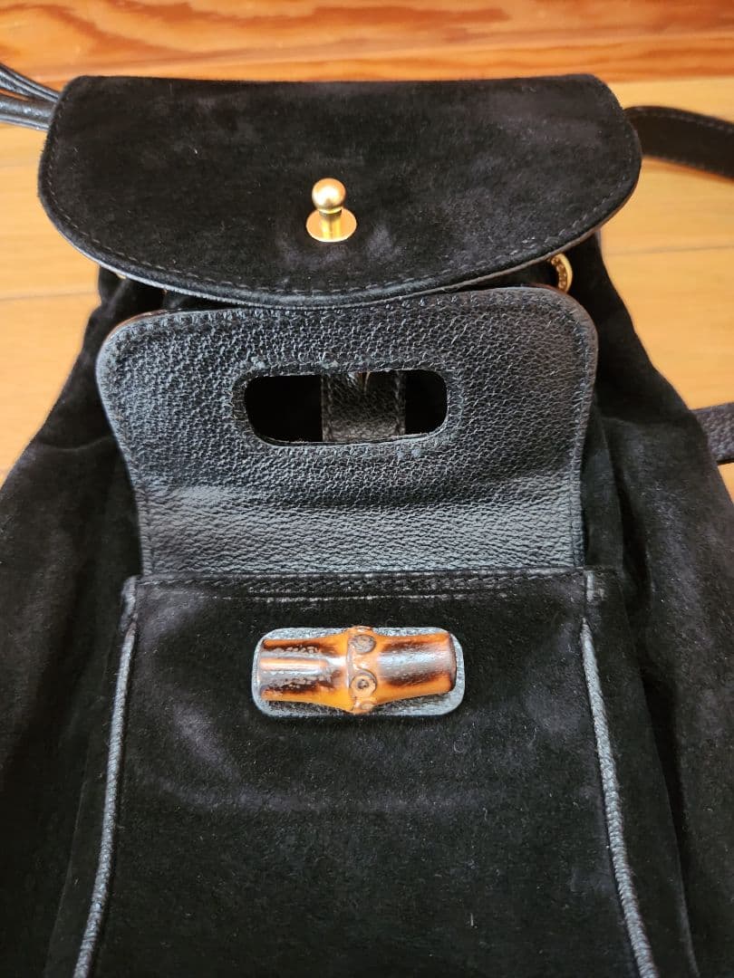 GUCCI　バンブー　黒スエードリュック バンブーハンドル