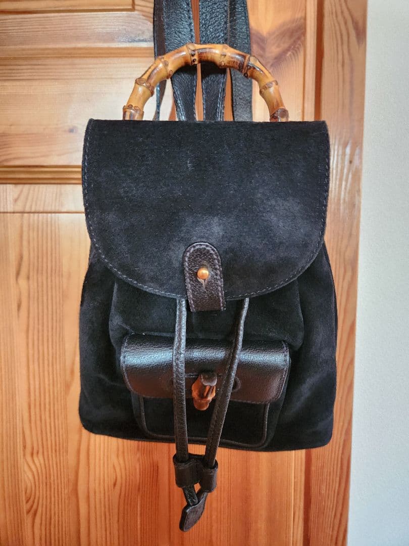 GUCCI　バンブー　黒スエードリュック バンブーハンドル