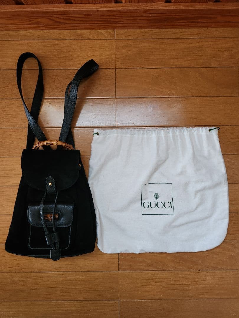 GUCCI　バンブー　黒スエードリュック バンブーハンドル