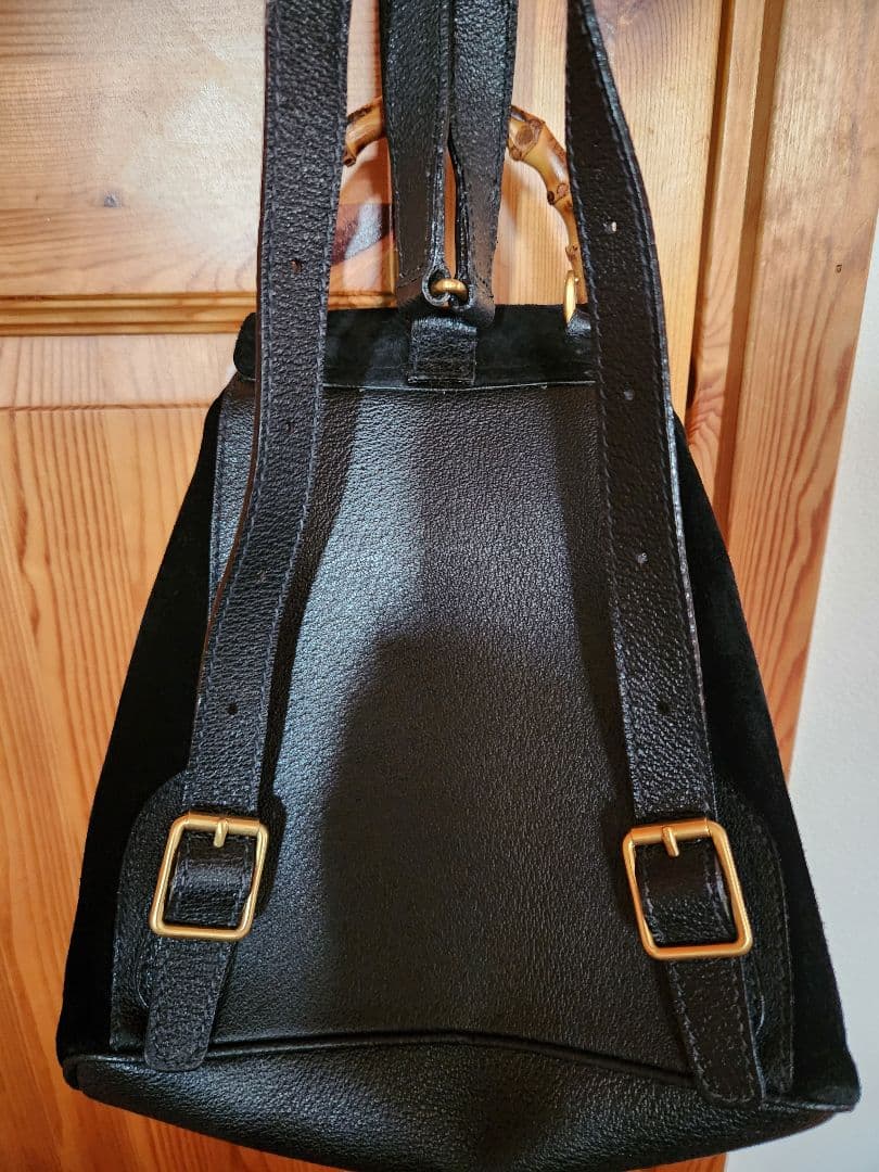 GUCCI　バンブー　黒スエードリュック バンブーハンドル