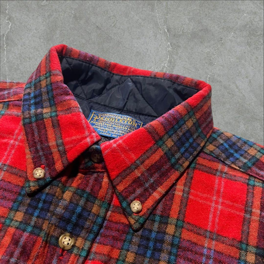 70s80sPendleton USA製ウールB.DシャツM タータンチェック