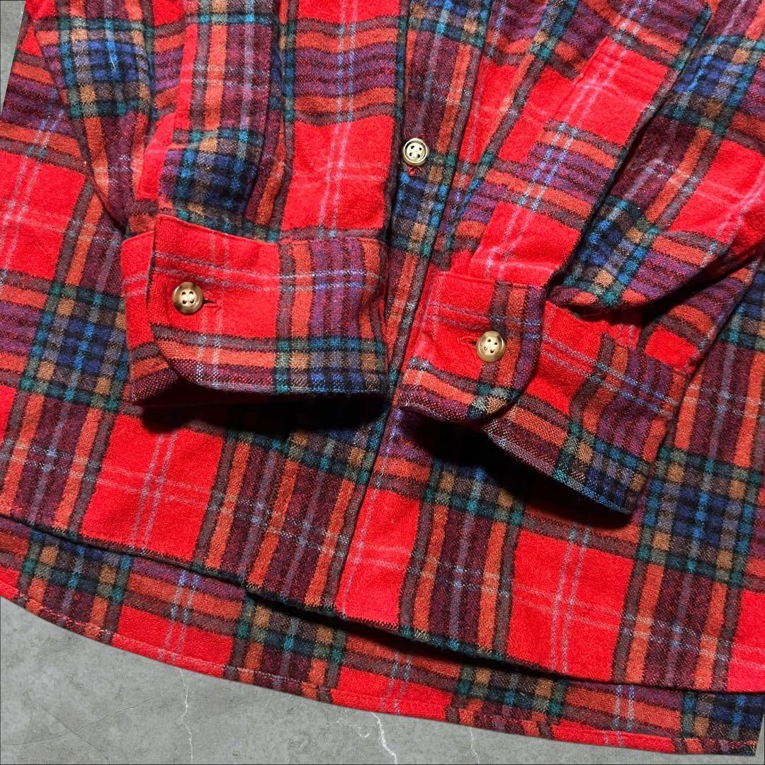70s80sPendleton USA製ウールB.DシャツM タータンチェック