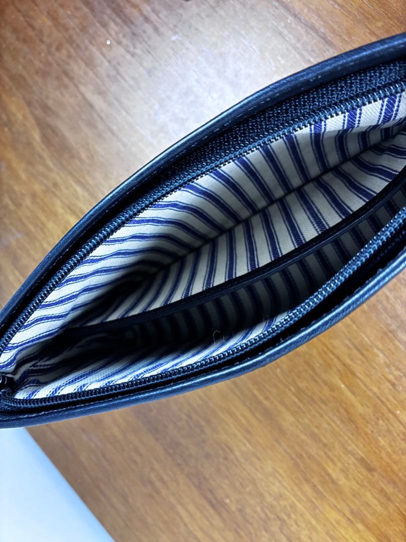 希少　ネイビー　オールドコーチ　内側ボーダー　レザーポーチ　マルチケース