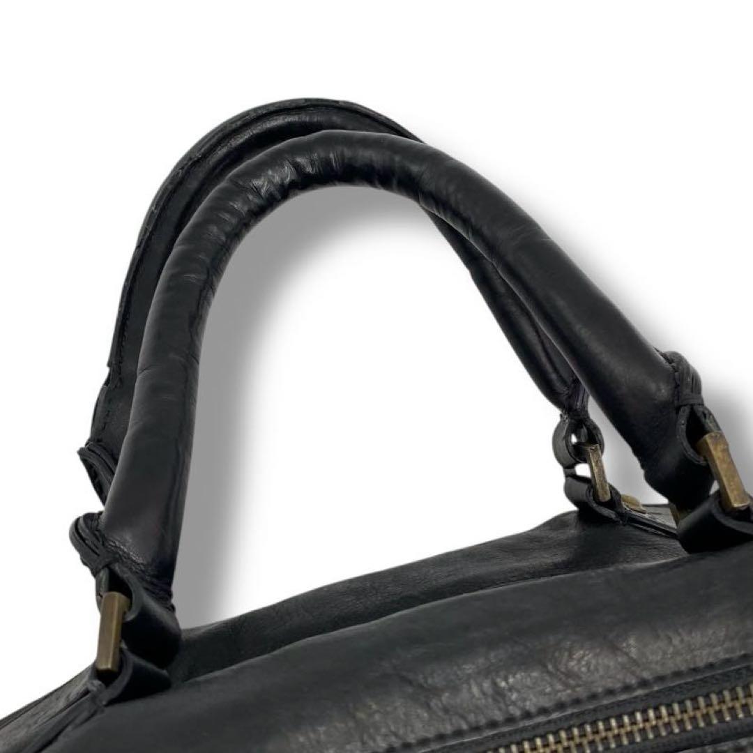 美品 FALORNI ファロルニ 編み込み ボストンバッグ メンズ レザー 旅行